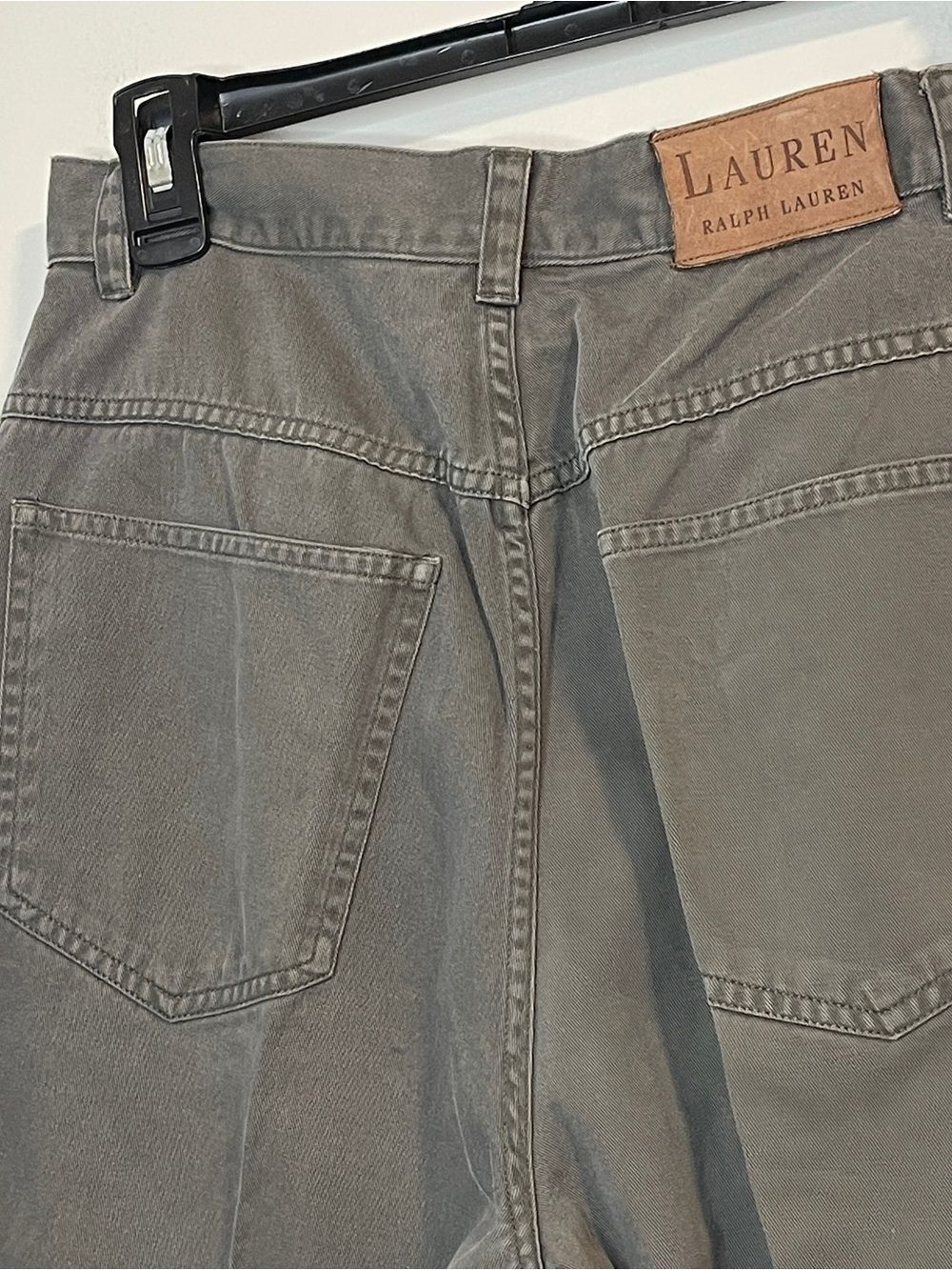 Lauren Ralph Lauren Olive Green High-Waist Tapered Trousers - Picture 8 of 8
